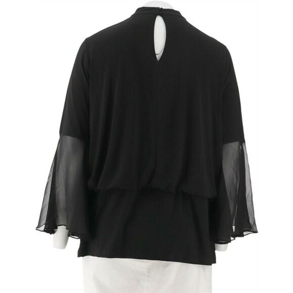 Laurie Felt Knit  Woven Bell Sleeves Top - Picture 4 of 6